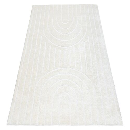 80x150 Cm Tapis Moderne Mode 8494 Géométrique Crème