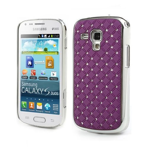 Coque Rigide Aspect Matelassé Violet Toucher Gomme Avec Inserts Diamants Galaxy Trend S7560 Et Trend