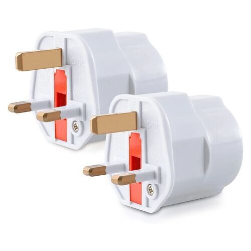 2X Adaptateur Prise Anglaise - Modèle Schuko Type G - Fiche France vers Royaume-Uni - Prise Compact pour Voyage - Compatible Plusieurs Pays