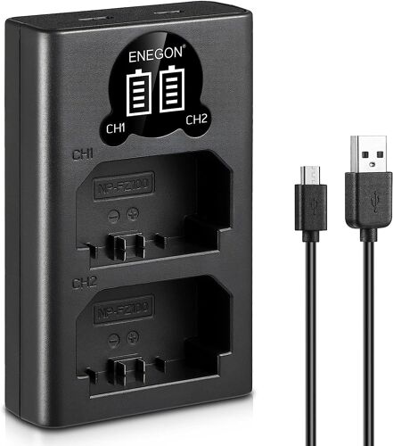 NP-FZ100 Chargeur USB LED pour Batterie NP-FZ100 de Sony, entièrement Compatible Sony A7III, A7 IV, Sony Alpha 7 iv, A7iv, A6600, A7C, A7s III, A7r III, A7r iv, A9, A9R, A9S, Alpha 9, Alpha 9S