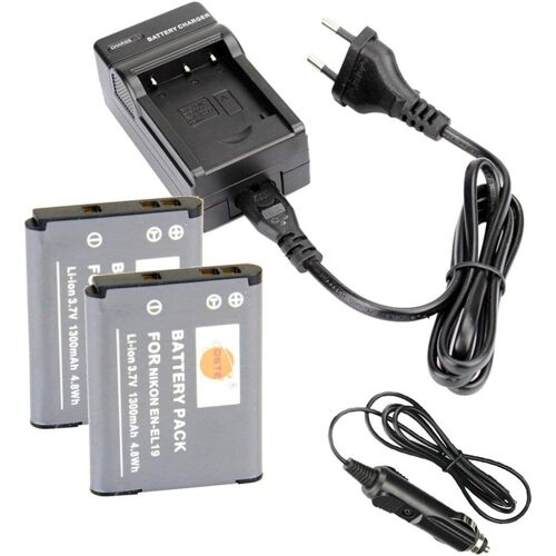 2pcs N-EL19 ENEL19 Batterie et DC109E Voyage Chargeur Compatible pour Nikon Coolpix S100 S2600 S2700 S2750 S3100 S3200 S3300 S3400 S3500 S4100 S4200 S4300 S4400 S5200 S6400 S6500 S6600