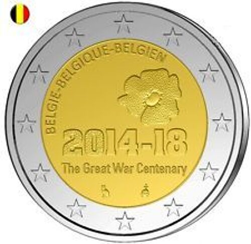 Piece De 2 Euros Commemorative Belgique 2014 Neuve