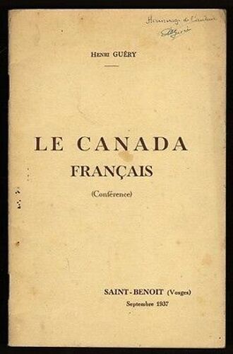 Le Canada Francais Conférence Saint Benoit Vosges Dédicacé