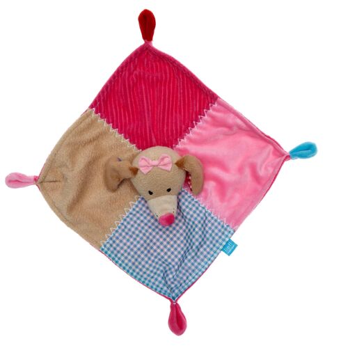 Doudou Chien Lief Peluche Chienne Vichy Rose Fushia  Beige  Jouet Bebe