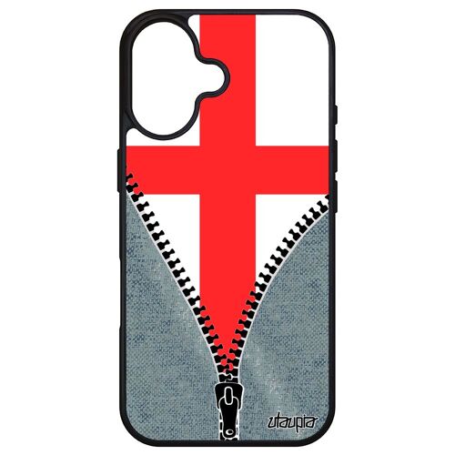 Coque Pour Iphone 16 Silicone Drapeau Angleterre Anglais United Kingdom Portable 4g Grande Bretagne Jeans Telephone Britannique Uk Apple