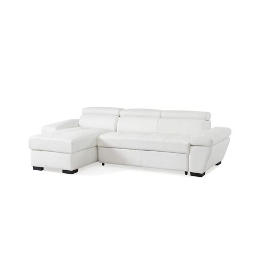 Canapé d'angle convertible en cuir JONOVA - Blanc - Angle gauche