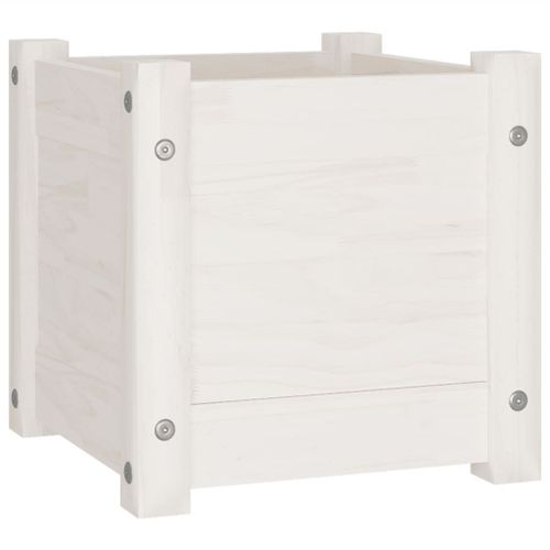 Vidaxl Jardinière D'extérieur Blanc 31x31x31 Cm Bois De Pin Massif