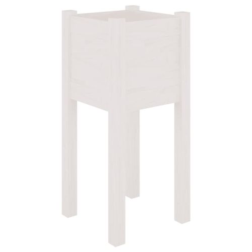 Vidaxl Jardinière D'extérieur Blanc 31x31x70 Cm Bois De Pin Massif