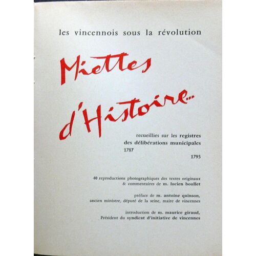 Miettes D'histoire¿ (Les Vincennois Sous La Révolution)