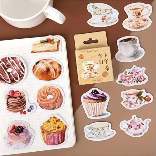 Autocollant Décoratif En Papier Thé Doux De L'après-Midi, Étiquette Scrapbook, Kawaii, Papeterie Pour Agenda, Fournitures Scolaires, 46 Pièces/Lot