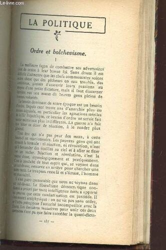 Essais Critiques / Ordre Et Bolchevisme - Le Message Du President Harding / M. Alexandre Arnoux / Le Cocou Magnifique / Coeur De Lilas / La S.M.I. - Chez Pasdeloup - Chez Colonne / Carnaval ...