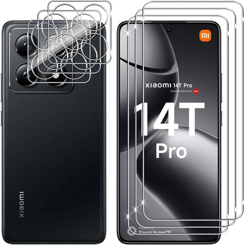 Verre Trempé Pour Xiaomi 14T Pro/Xiaomi Mi 14T Pro, 3+3 Pièces Protection Écran + Caméra Arrière Protecteur Film, 9H Dureté Hd Anti-Rayures Vitre Trempé Sans Bulles Protecteurs D'Écran