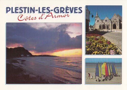 Plestin-Les-Grèves," La Côte Des Bruyères, Le Grand Rocher Et L'église Saint-Efflam, Côtes D'armor.