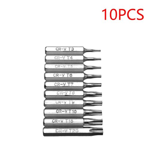 10pcs - Jeu de tournevis pour réparation Mobile,4mm CR V embouts Torx T3 T4 T5 T6 T7 T8 T9 T10 T15 T20 tête de lot