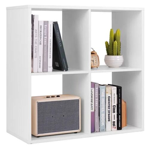 Ensemble de Bibliothèque à 4 Cubes COSTWAY, Étagère Autoportante, Étagère Bibliothèque, Salon, Bureau, Entrée, 70 x 33 x 70 cm