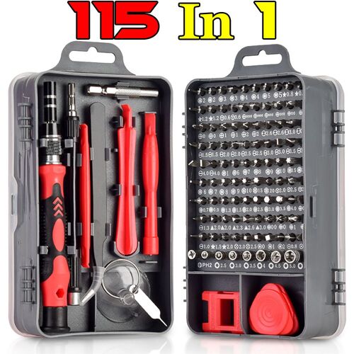 115 en 1 rouge - Jeu de tournevis magnétiques de précision Torx hexagonal, kit'embouts de vis à fente, outil à main de réparation de téléphone, 115 en 1