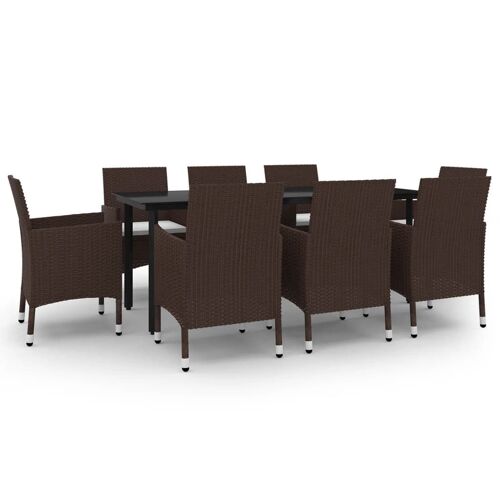 Vidaxl Ensemble À Dîner De Jardin Coussins 9 Pcs Résine Tressée Verre