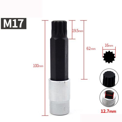 M17 - Embout de tournevis Torx en alliage 1/2 &quotS2, embout à douille cannelée 12 points,longueur 100mm, une pièce