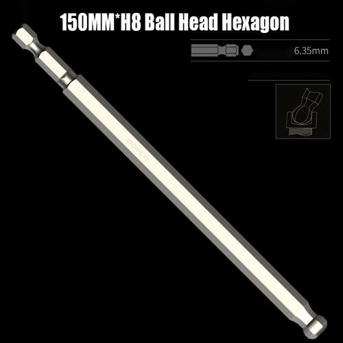 150 mm x H8 - Embout de tournevis à six pans creux à tête sphérique