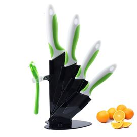 Lame Noire - Couteaux En Céramique, Ensemble De Porte Éplucheurs De Cuisine, Support De Bloc De Couteaux De Chef, Couteaux Utilitaires Pour Fruits, Lame Noire En Zircone