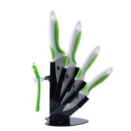 Lame Blanche - Couteaux En Céramique, Ensemble De Porte Éplucheurs De Cuisine, Support De Bloc De Couteaux De Chef, Couteaux Utilitaires Pour Fruits, Lame Noire En Zircone