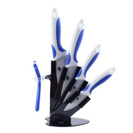 Lame Blanche - Couteaux En Céramique, Ensemble De Porte Éplucheurs De Cuisine, Support De Bloc De Couteaux De Chef, Couteaux Utilitaires Pour Fruits, Lame Noire En Zircone