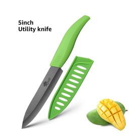 Couteau Vert De 5 Pouces - Couteaux En Céramique Pour Cuisine, Chef, Zircone Noire, Lame En Céramique, Couteau Simple, Manche 4 Couleurs, Outils De Cuisine Japonaise
