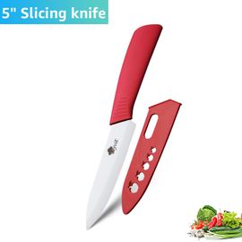 5 Pouces Rouge - Ensemble De Couteaux De Chef En Céramique Opaque, Tranchage De Fruits, Utilitaire, Blanc, Contre Indiqué, Lame En Cone, Poignée Colorée, Cuisine