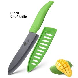 Couteau Vert De 6 Pouces - Couteaux En Céramique Pour Cuisine, Chef, Zircone Noire, Lame En Céramique, Couteau Simple, Manche 4 Couleurs, Outils De Cuisine Japonaise