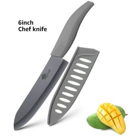 Couteau Gris De 6 Pouces - Couteaux En Céramique Pour Cuisine, Chef, Zircone Noire, Lame En Céramique, Couteau Simple, Manche 4 Couleurs, Outils De Cuisine Japonaise