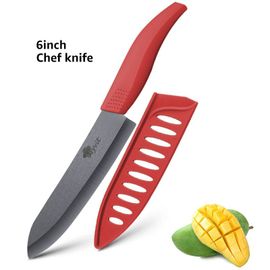 Couteau Rouge De 6 Pouces - Couteaux En Céramique Pour Cuisine, Chef, Zircone Noire, Lame En Céramique, Couteau Simple, Manche 4 Couleurs, Outils De Cuisine Japonaise