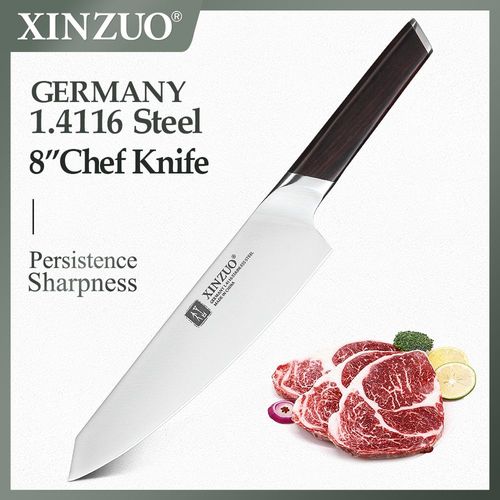 Couteaux De Cuisine En Acier Inoxydable, Couteau De Chef 8&quot Din 1.4116 Allemagne Couteau À Légumes À Éplucher Manche En Ébène Coffret Cadeau