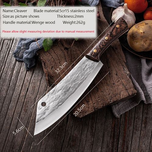 Couteau Japonais À Manche En Acier, Forgé, Couteaux De Cuisine En Acier Fait À La Main, Couteau À Trancher De Chef Santoku Cleaver