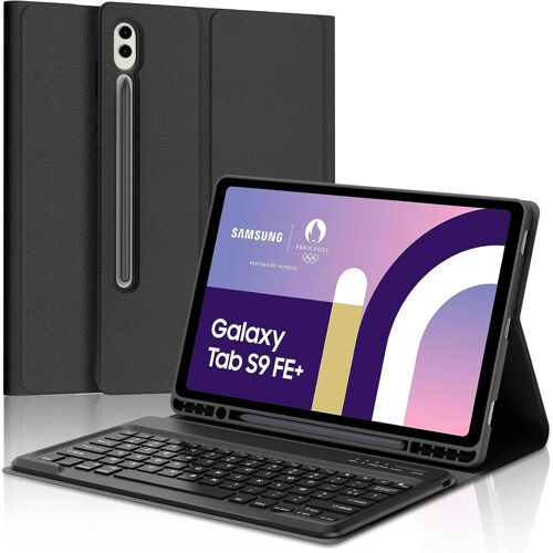 Coque Clavier Pour Samsung Galaxy Tab S9 Fe+/Tab S9+ Plus 12.4"" 2023 - Azerty Français Clavier Magnétique Détachable Bluetooth Pour Samsung Tab S9 Fe+/S9 Plus 12.4"", Noir