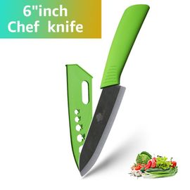 6 Pouces Verts - Ensemble De Couteaux En Céramique, Couteau De Chef Utilitaire Pour Trancher Les Fruits, Couteau De Cuisine Tranchant En Zircone Noire Antirouille Avec Gaine