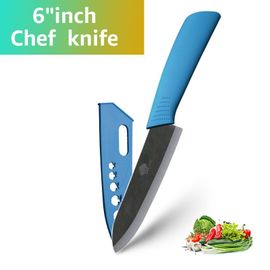 Bleu De 6 Pouces - Ensemble De Couteaux En Céramique, Couteau De Chef Utilitaire Pour Trancher Les Fruits, Couteau De Cuisine Tranchant En Zircone Noire Antirouille Avec Gaine