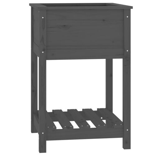 Vidaxl Jardinière Avec Étagère Gris 54x54x81 Cm Bois Massif De Pin