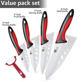 Ensemble Noir - Ensemble De Couteaux En Céramique, Couteau De Chef Utilitaire Pour Trancher, Lame En Zircone Blanche Avec Éplucheur Couteau De Cuisine Pour Fruits Et Légumes