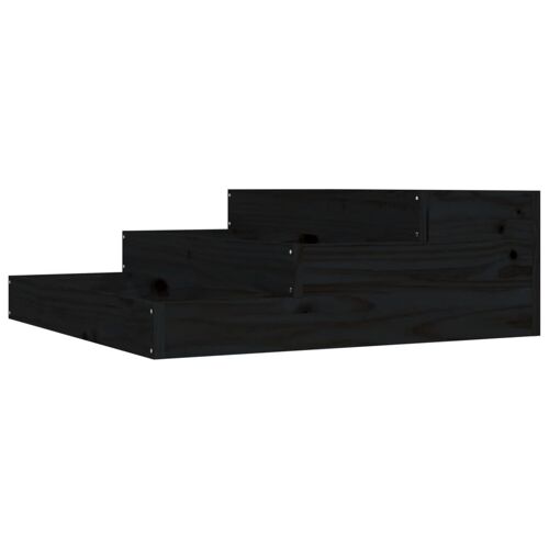 Jardinière Noir 78x78x27 Cm Bois Massif De Pin