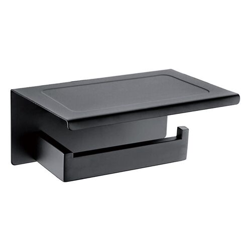 Holder No Drilling Aluminium Toilet Paper Holder with Shelf Black