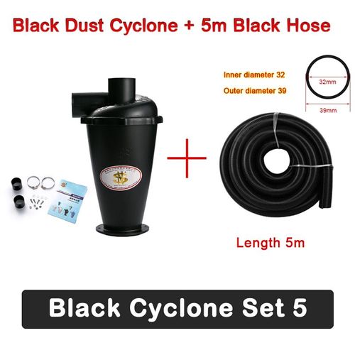 Cyclone noir Set 5 - Filtre collecteur de poussière de poudre pour aspirateur industriel et domestique avec bride, séparateur Cyclone SN50T6