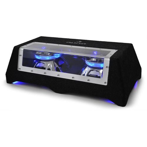 auna Double Caisson de Basses - Subwoofer Voiture 2x 25cm 10' - Bobine 5cm - 2 x 600W Max - LED Bleu