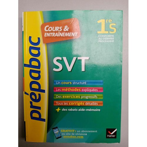 Prépabac Cours Entraînement 1re S Svt Hatier