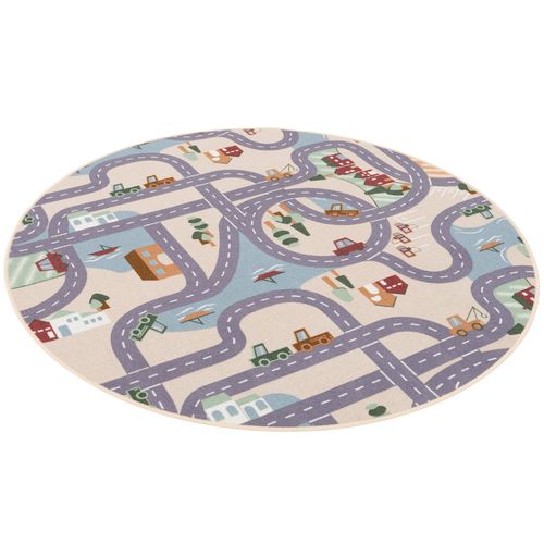 Snapstyle Tapis De Rue Pour Enfants Fun Town Rond Beige Multicolore 200x200 Cm