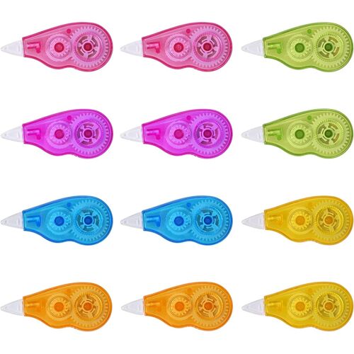12pcs Correction Mini Pocket Mouse Rubans Correcteurs, 4 M X 5 Mm Rouleaux De Correction, Ruban Correcteur, Correcteur Souris, Roller Correcteur Pour L'ecole Et Au Bureau