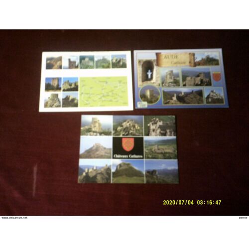 Lot De 3 Cartes Postales Multivues De Chateaux Cathares