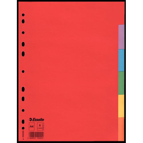 Esselte                        Jeu De 6 Intercalaires Carte Eco 160g Couleur A4