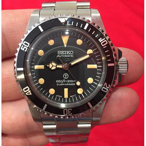 Montre Marque Seiko Mod Milsub Submariner Vintage 5513 5517 Hommage Mouvement Nh35 Automatique