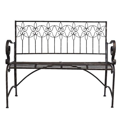 Banc Jardin Fer Plein Gris Acier 114x46x91cm
