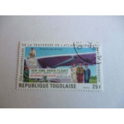 Timbre "Togo :50 Ème Anniversaire De La Traversée De L'atlantique Par Lindbergh : New York-Paris Flight:Remplissage Du Tank".